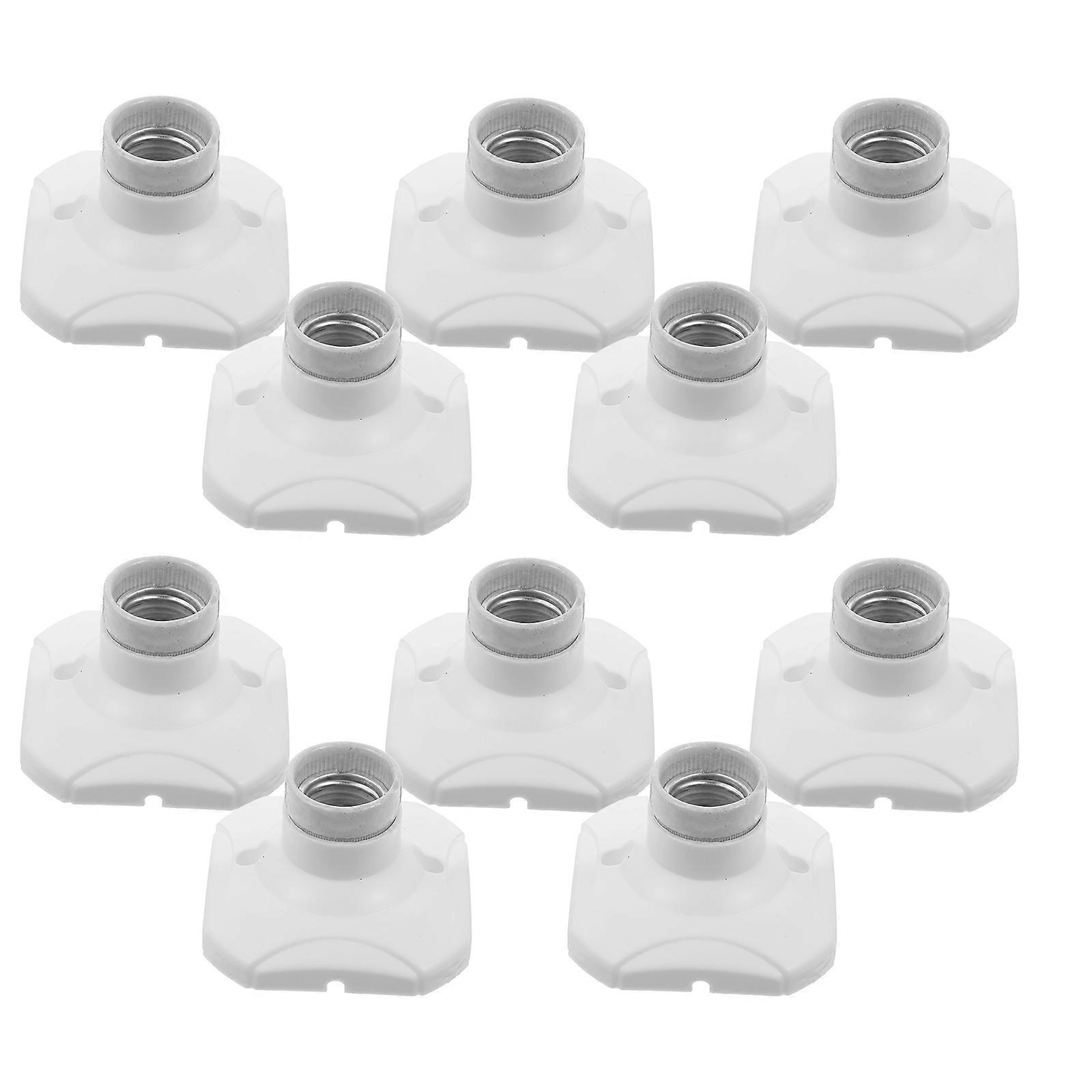 White Flame Retardant Light Bulb Socket Holder for Lamp Use 10Pcs
