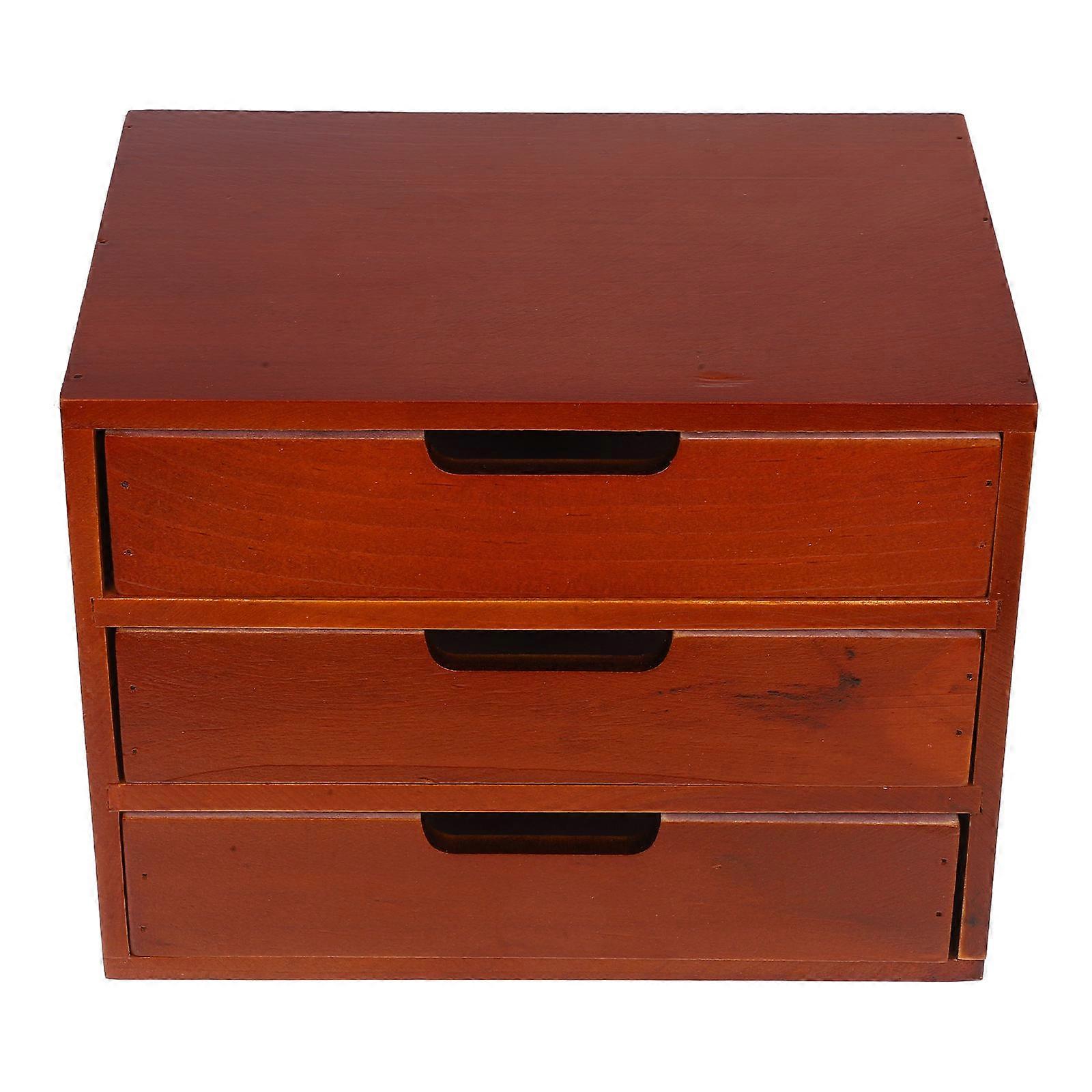 Three-Layer Storage Cabinet Wooden Desk Organizer for Home