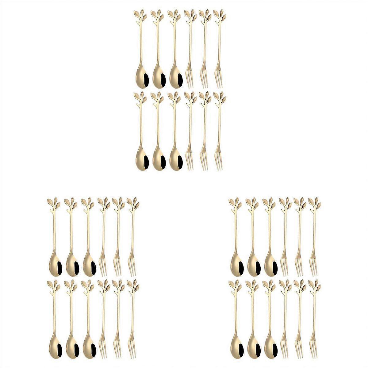12Pcs Dessert Spoon and Fork Set Stainless Steel Mixing