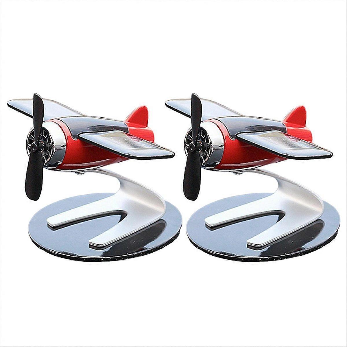 Solar Powered Rotating Airplane Decorative Ornaments Red