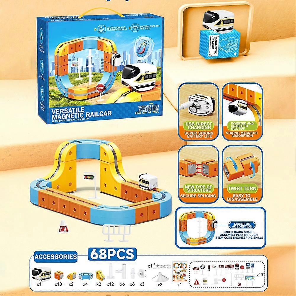 Electric Magnetic Trains Track Sets Magnetic Electric Railway Builder with Flexible Race Track for Kids Building Toy