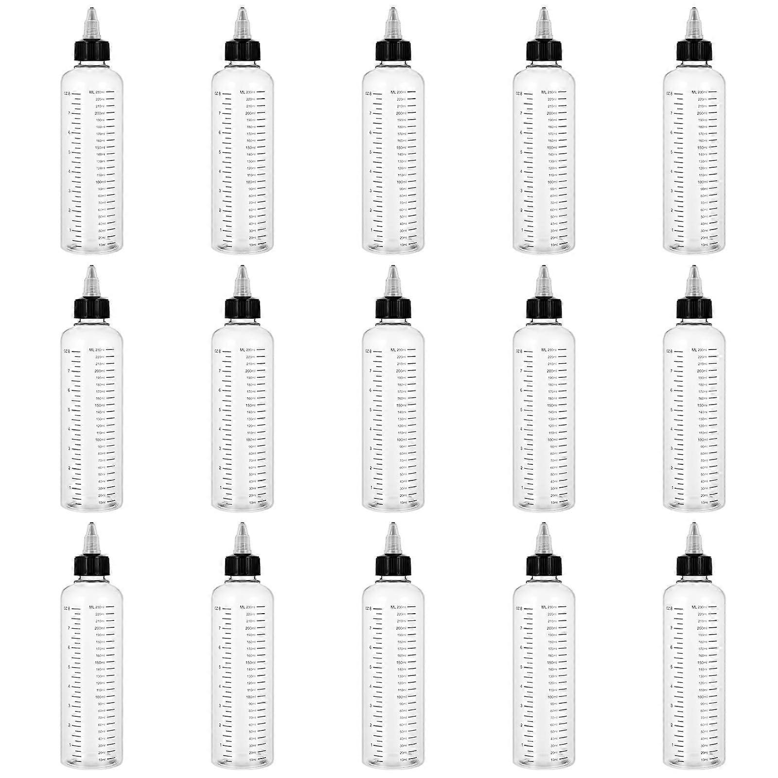 15 Pack 8.5oz Hair Dye Applicator Bottles with LeakProof Twist Cap and Dual Scale for Precise Coloring