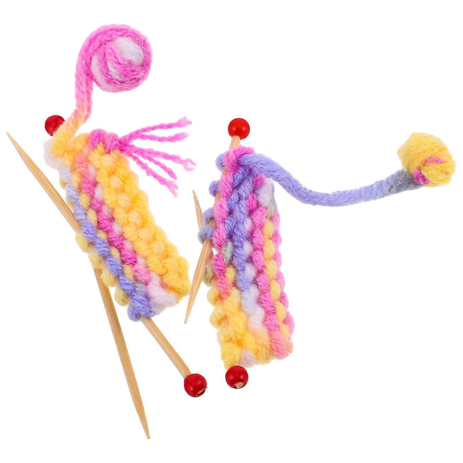 Miniature Dollhouse Knitting Accessories for Wool Yarn Decor 2Sets