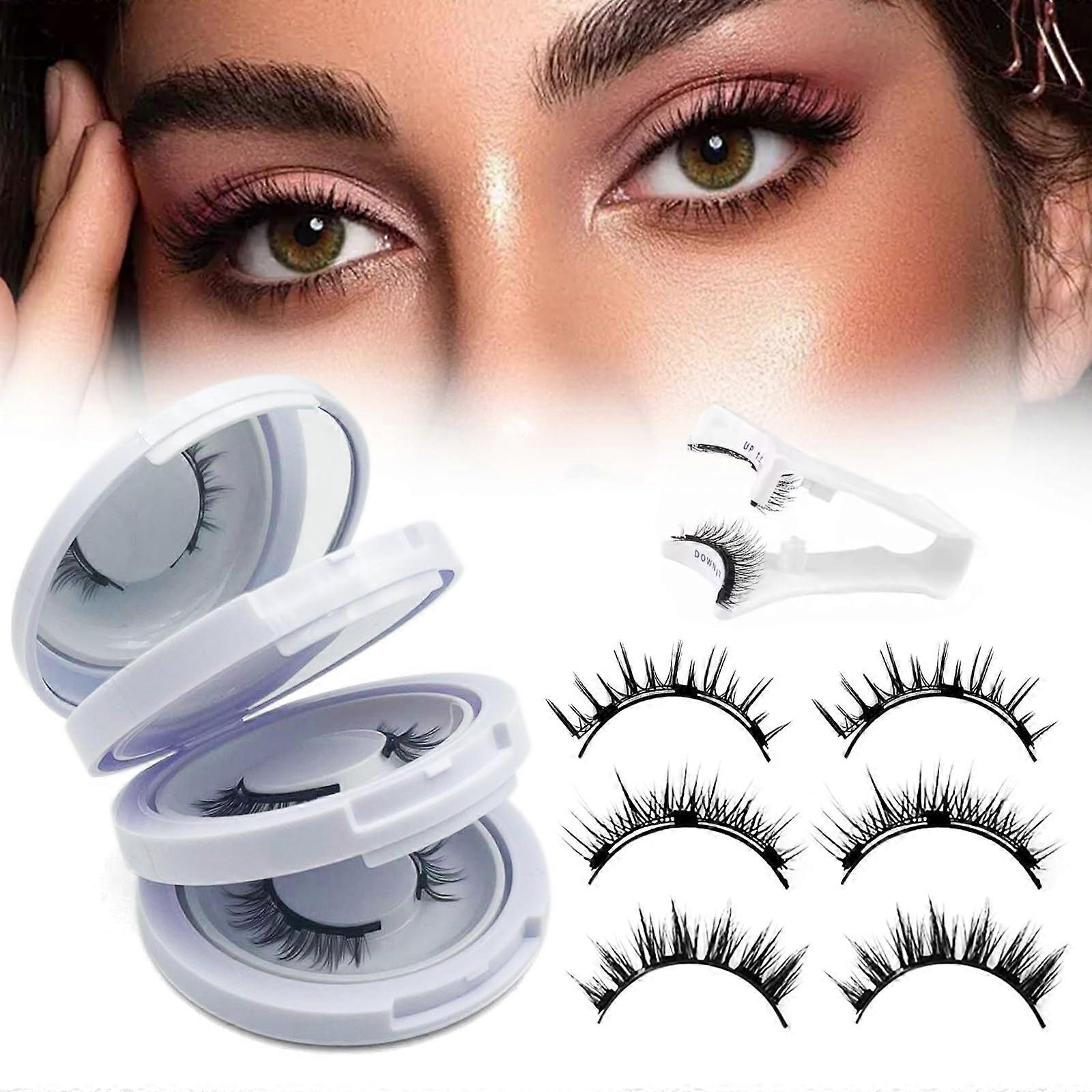 Magnetic Eyelashes with Applicator, Glue Reusable Lash Kit for Natural Look, 3 Styles for Women