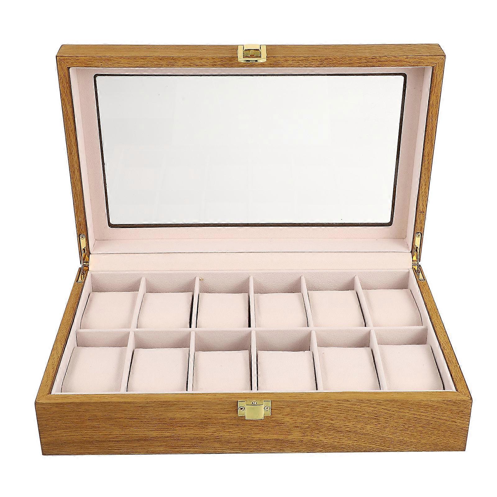 Watch Storage Case Wooden Box for Storage Use 1Pcs with Twelve Slots and Removable Pads