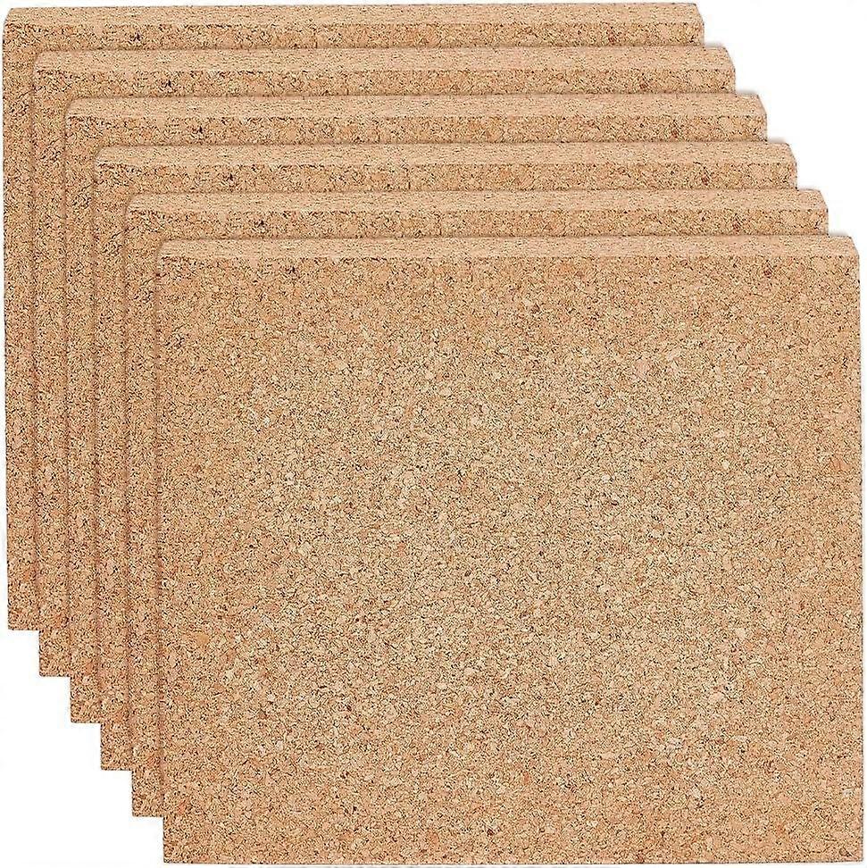 6Pcs Square Bulletin Boards 5.9x5.9 Inch Non Self-Adhesive Wood Cork Board 0.6 Inch Thick Decorative Display Boards Square Message Wood Sheet for Wall