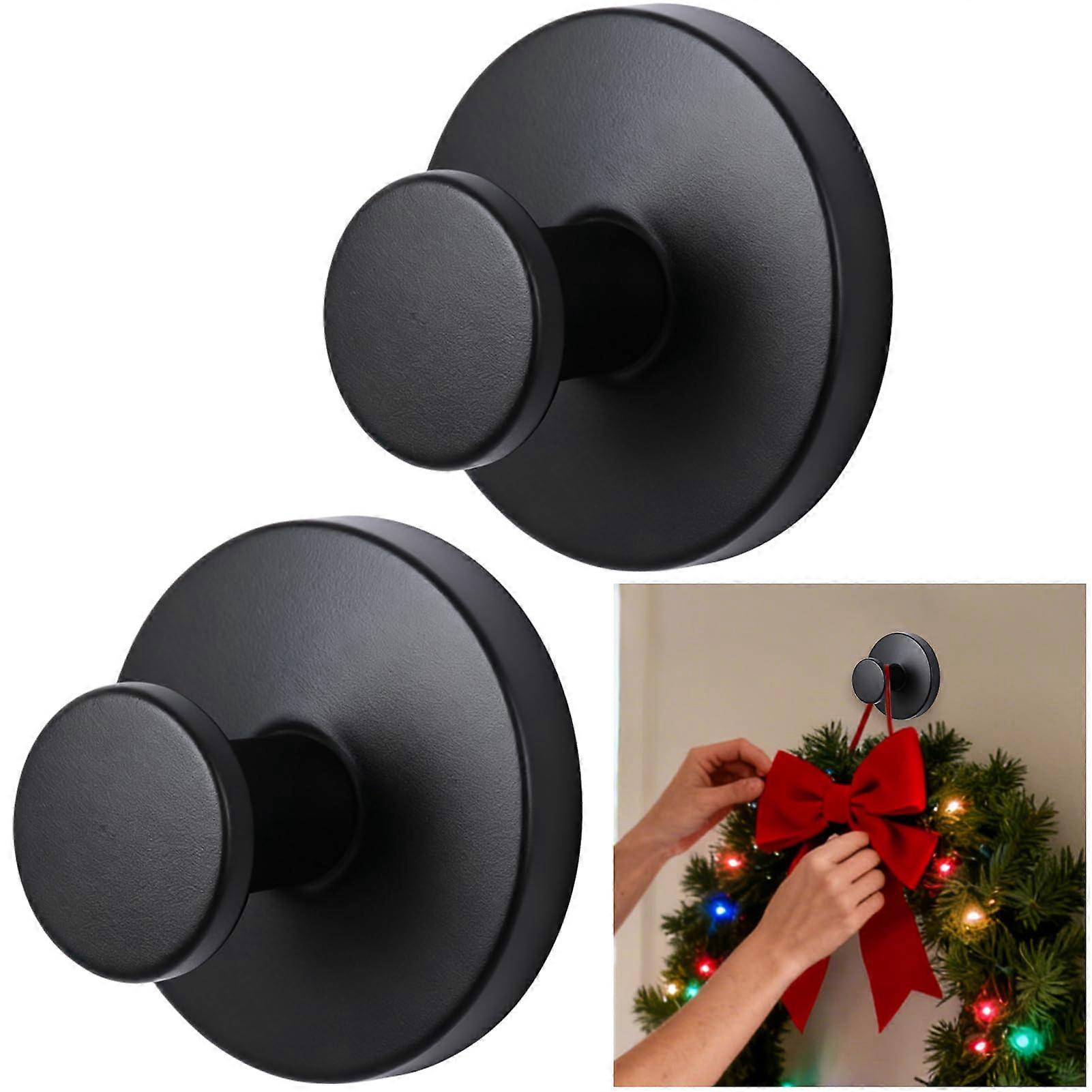 Suction Cup Wreath Hooks No Damage Hangers Heavy Duty Rustproof for Front Door Glass Window 2 Pack Black