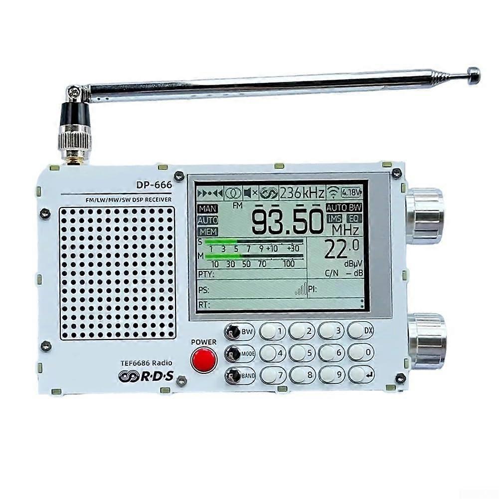 Portable Digital Radio Full Band FM AM Shortwave 2.8Inch Resistive Touch LCD White