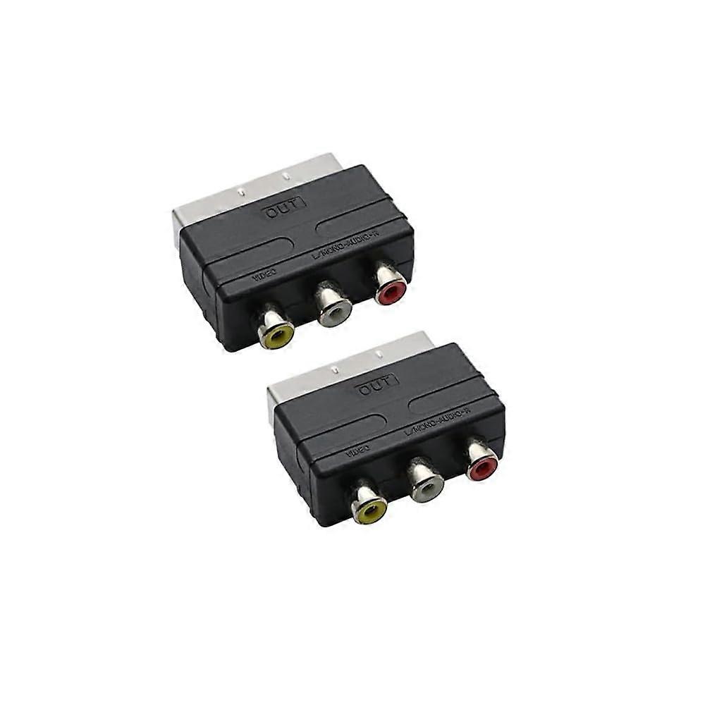 Scart Adapter Converter AV To RCA Switcher 3RCA PS4 Compatible TV DVD 2 Pack