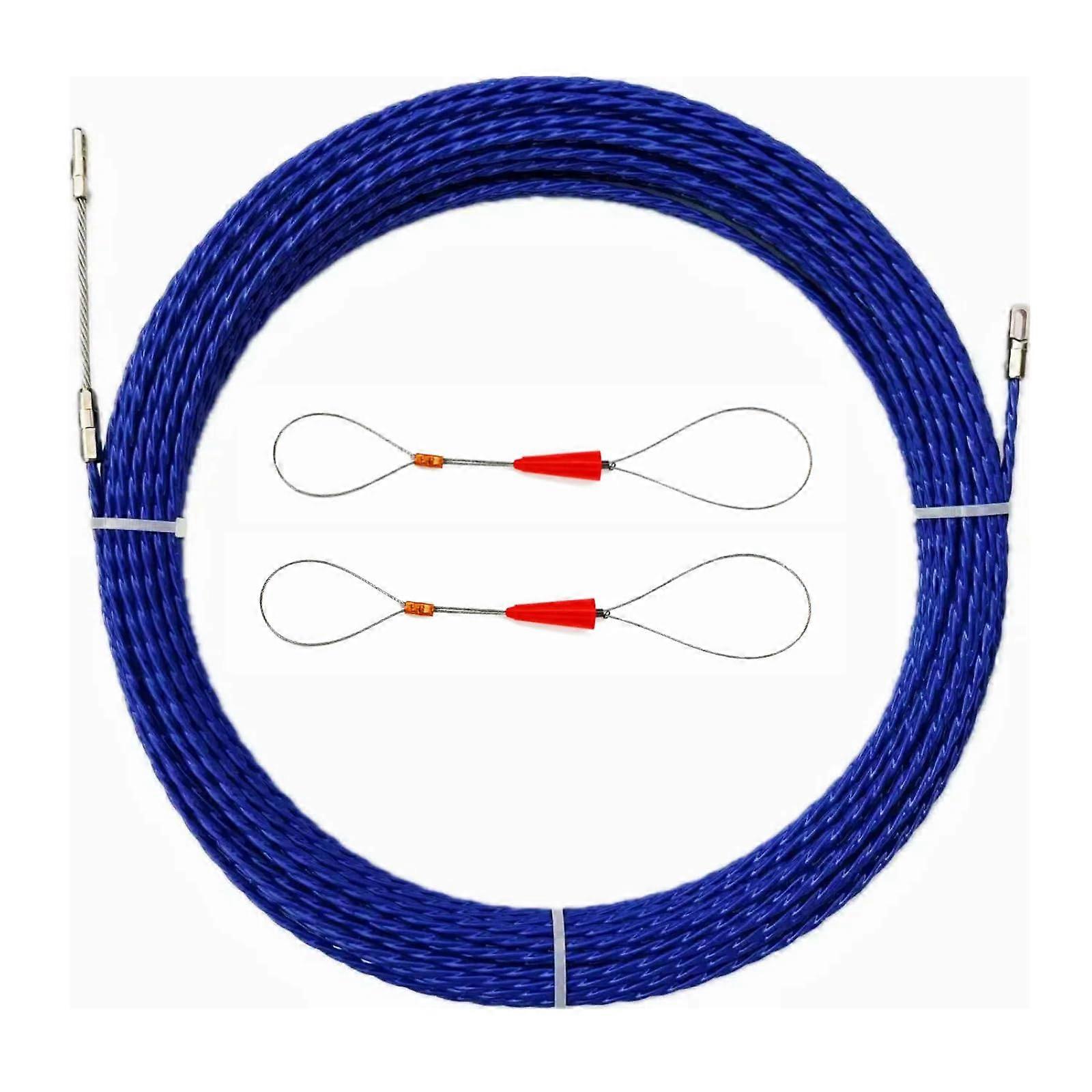 20M PET Fish Tape Wire Puller Kit for Flexible Electrical Cable Pulling with 360° Rotary Head