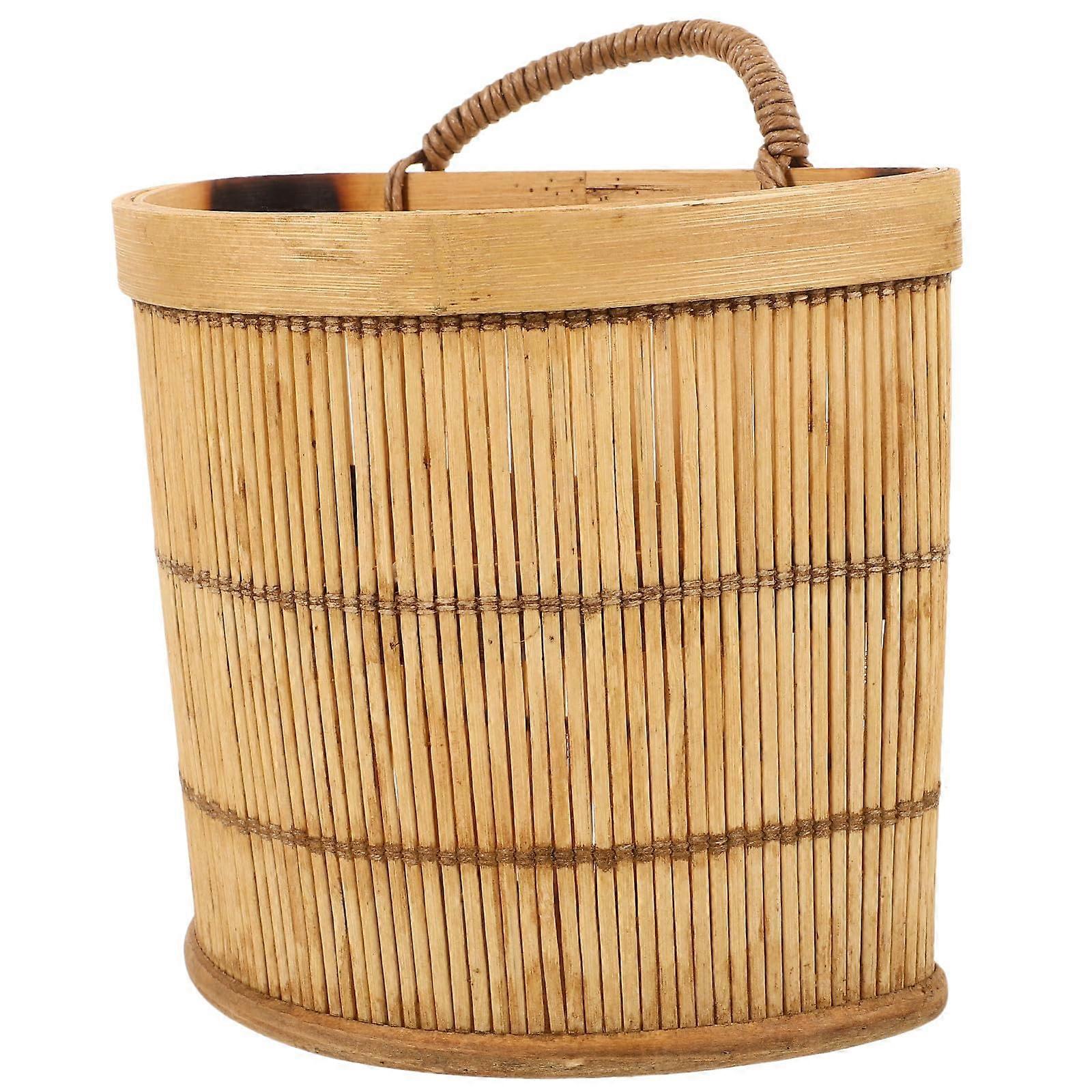 Wall Hanging Basket Handwoven Willow Wicker Organizer for Kitchen Bathroom Fruit Vegetable Storage