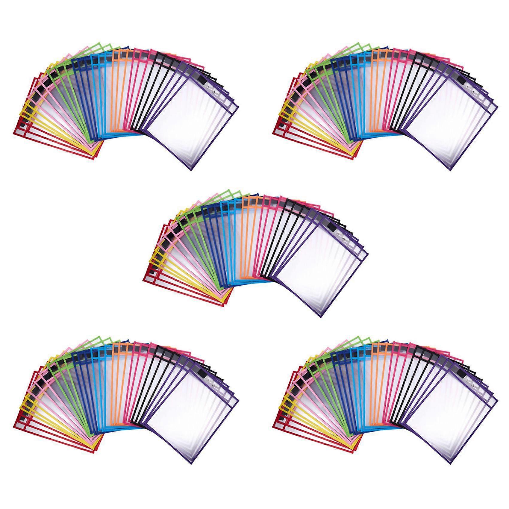150 Pack Dry Erase Pockets PVC Transparent Sewn Dry Erase File Bag Reusable Dry Erase Bag