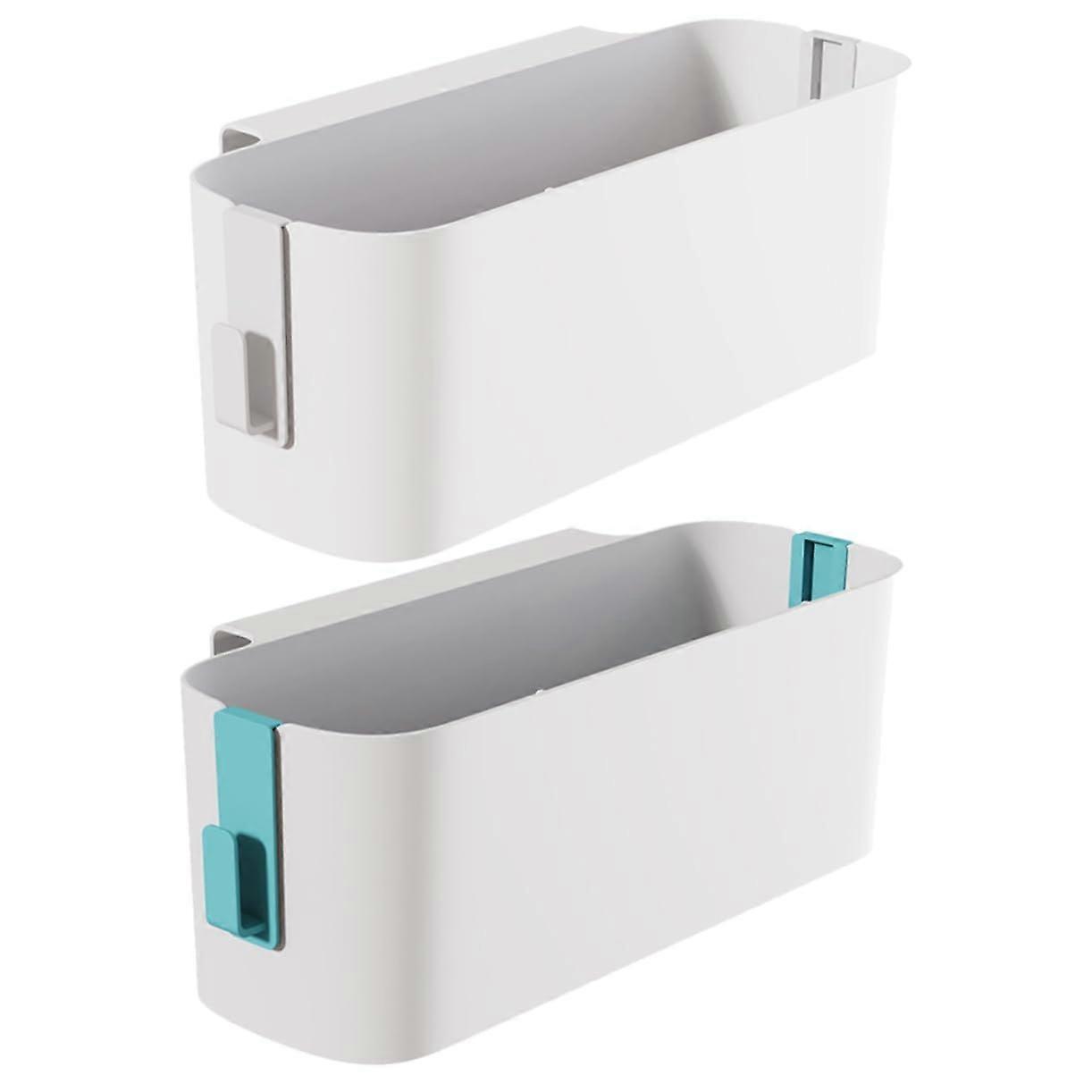 2pcs Bedside Storage Organizer with Hooks Hanging Basket for Dorm and Home Books Stationery Green White