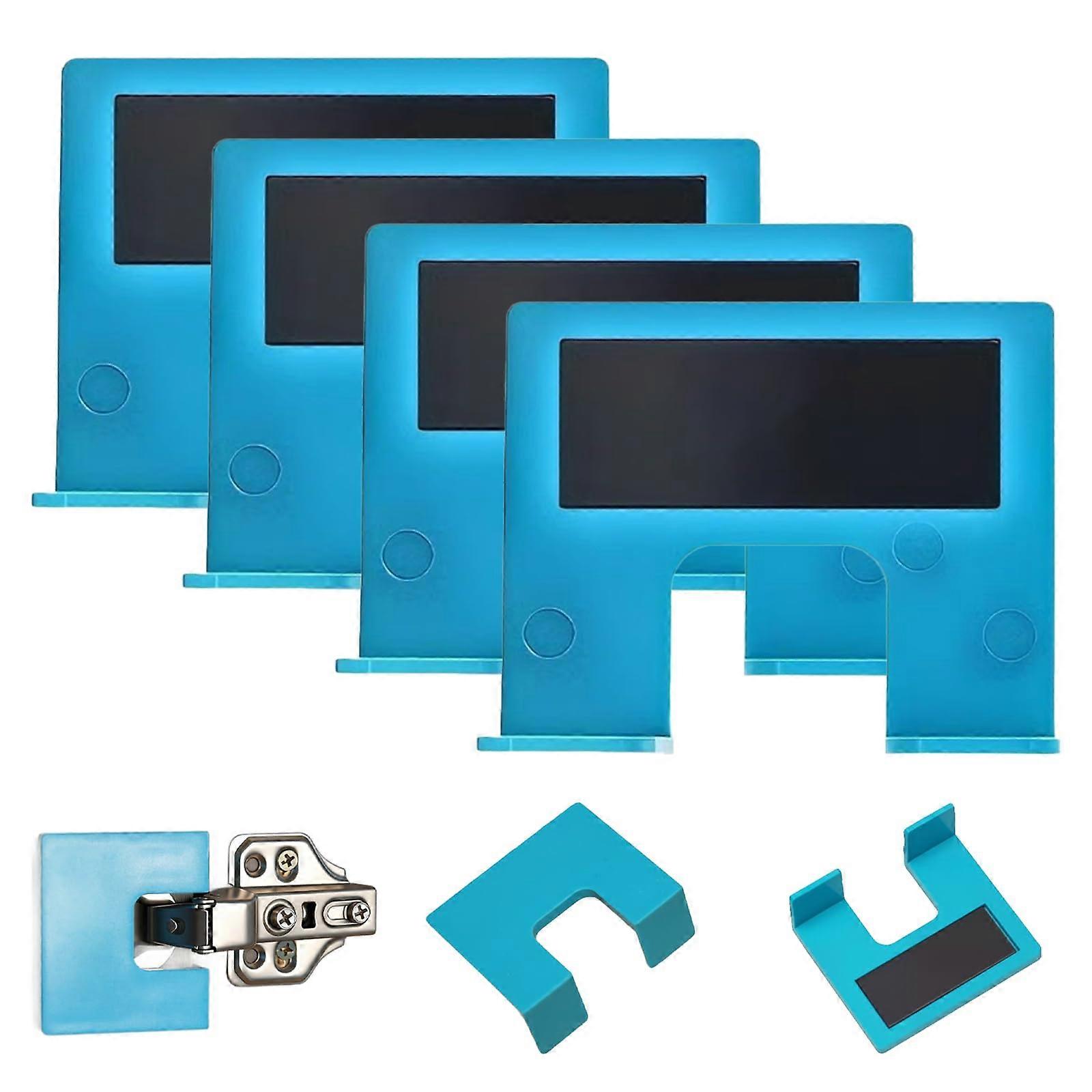 Door Hinge Jig with Magnetic Locking System, Adjustable Drill Guide for Precision Hinge Alignment, 4 pcs