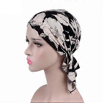 Muslim Women Stretch Print Hijab Beanies Hair Loss Cap Turban Headscarf Arab Hat