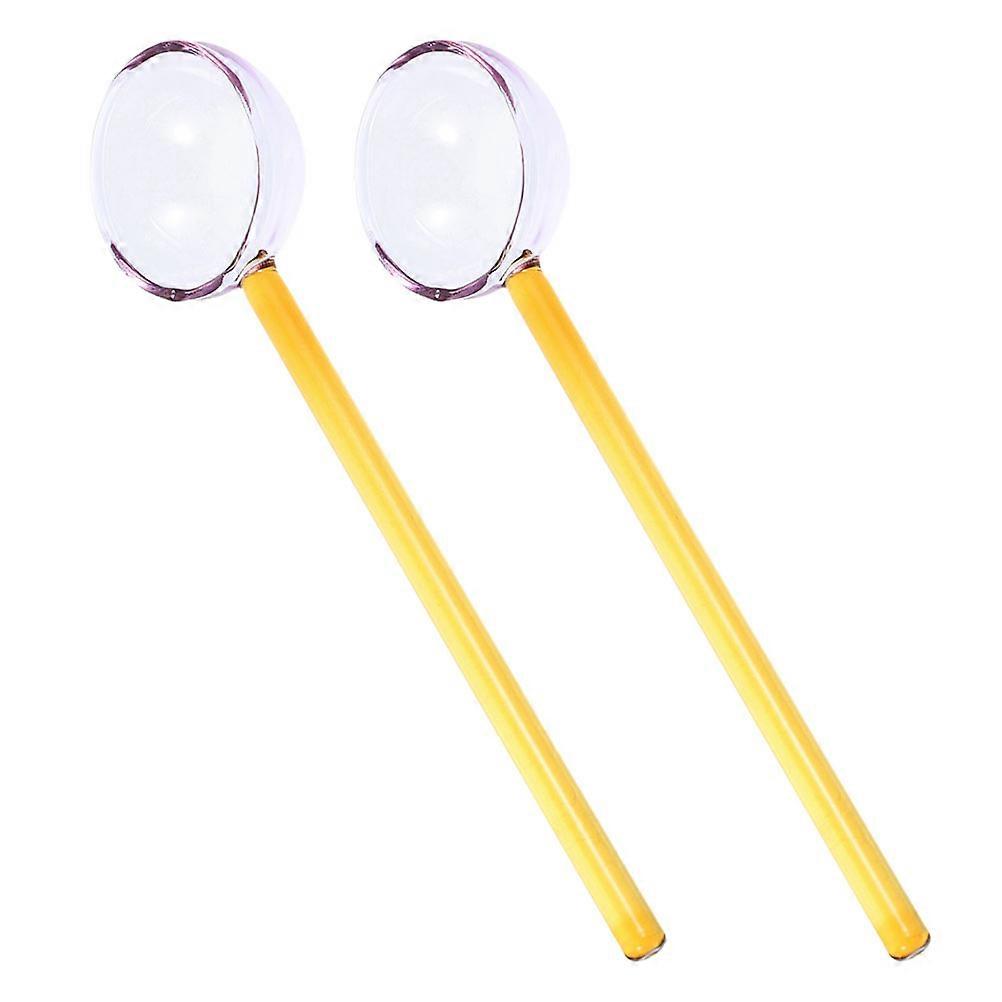 Glass Cake Spoon for Milk with 2Pcs Long Handle High-Temperature Resistant