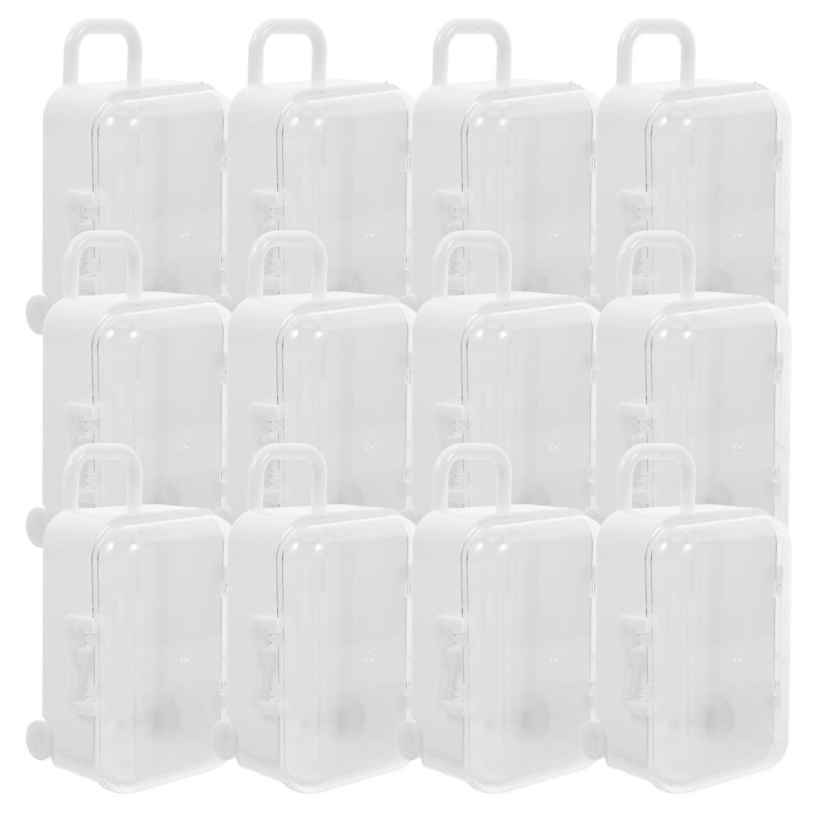 Large Trolley Candy Box Suitcase for Storage 12Pcs Plastic White Boxes