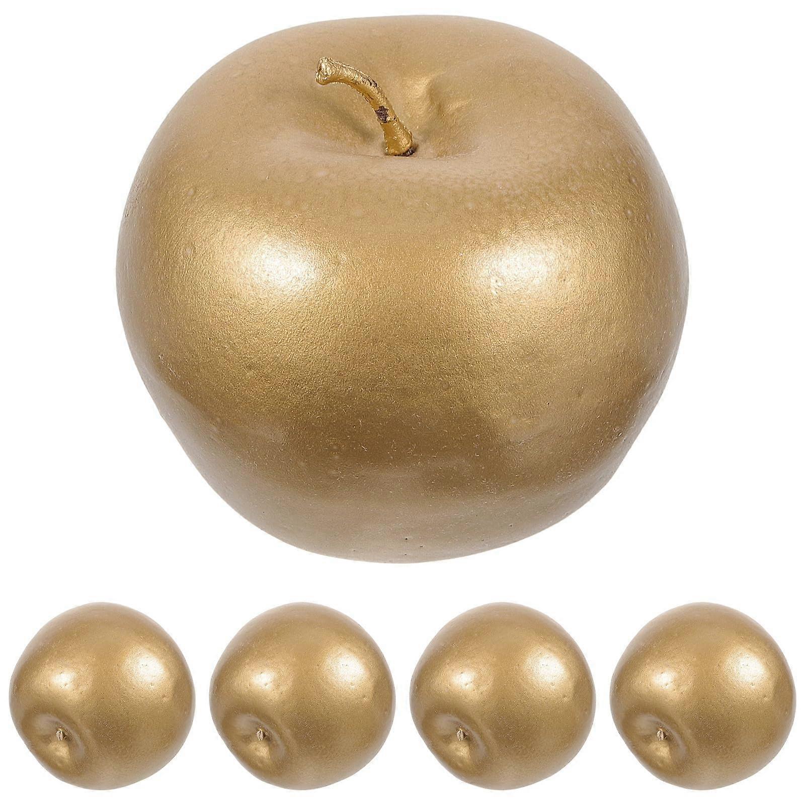 5Pcs Artificial Golden Fruit Decorations with Realistic Colors for Kitchen Dining Table and Events