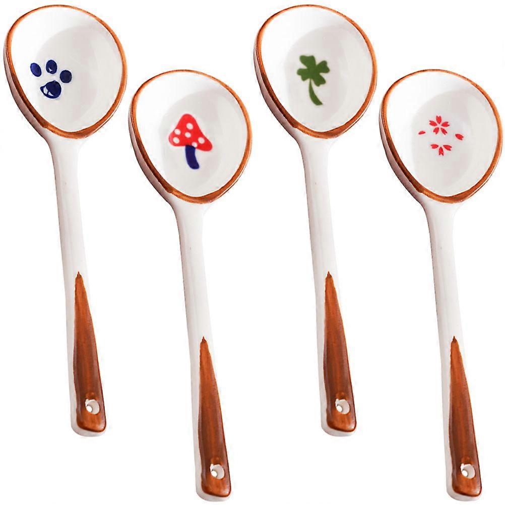Ceramic Spoon Set Reusable Spoons Suitable for Soups Daily Use Small Size 4Pcs