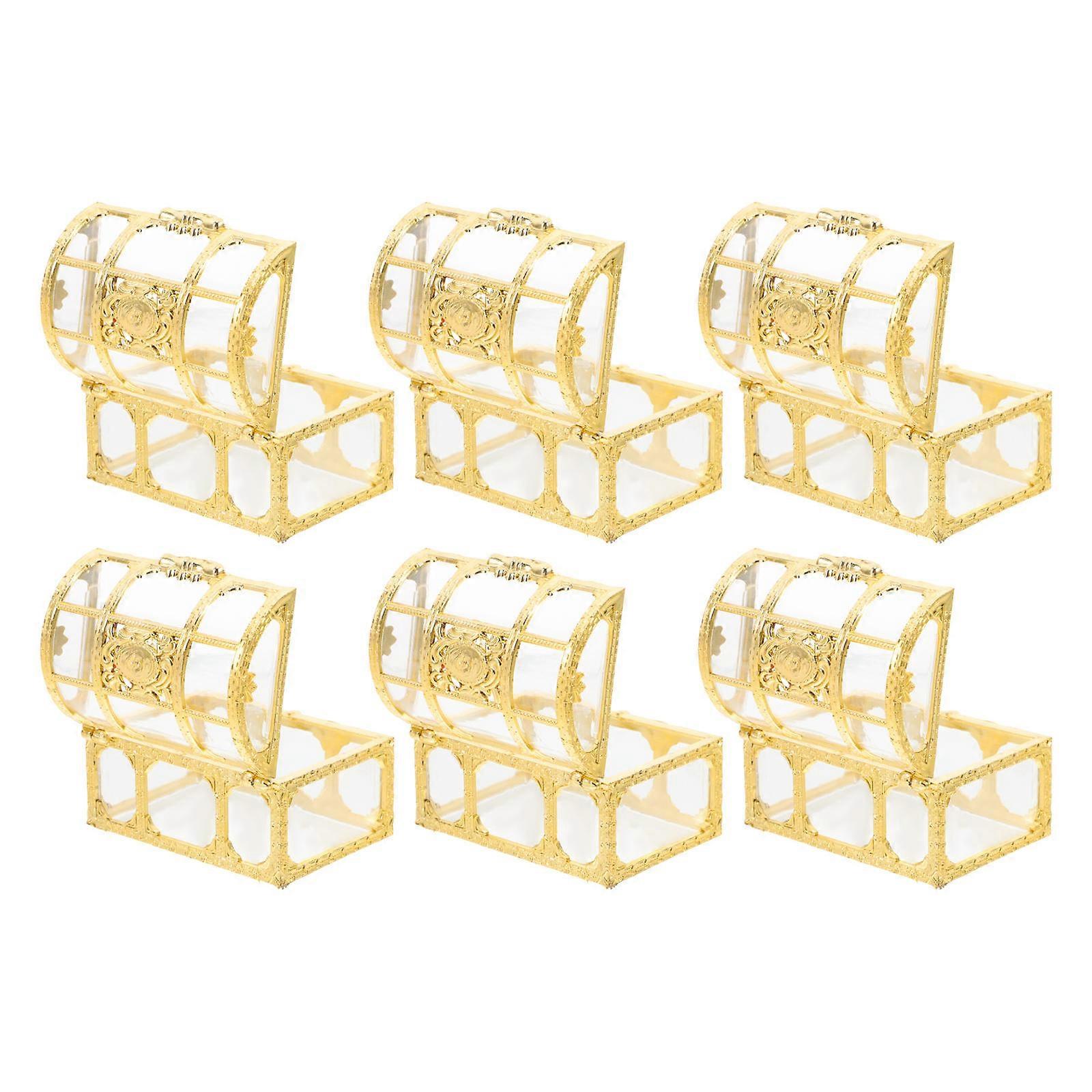 Golden Wedding Candy Box for Storage Use 6Pcs Small Chest