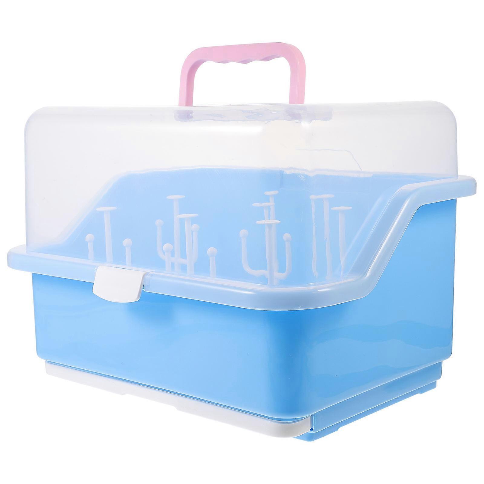 Milk Bottle Drying Box for Storage Use in Blue PP Plastic