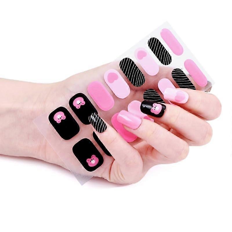 16Pcs Gel Nail Strips Self Adhesive Full Coverage No UV Light Waterproof Easy Removal