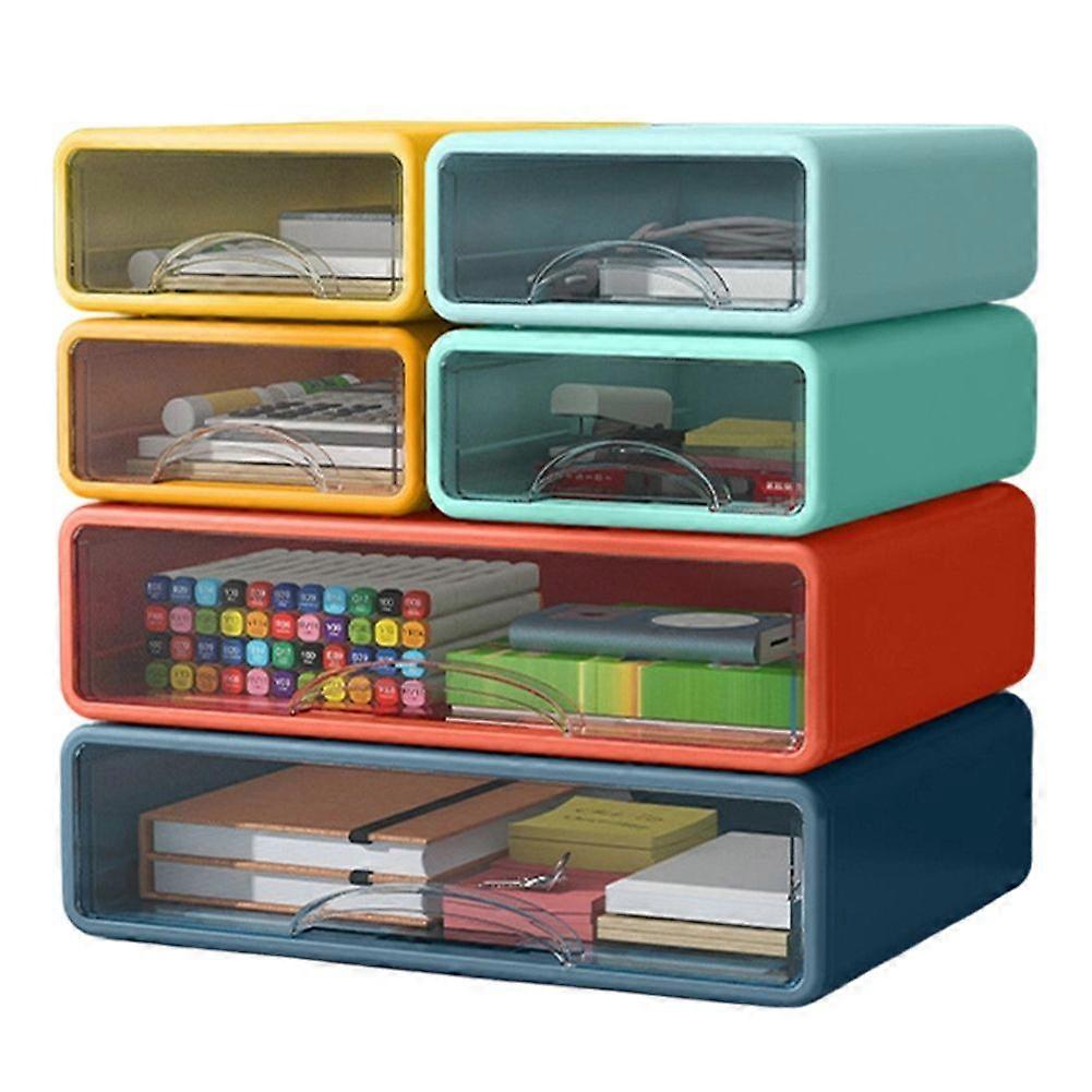 Compact Size Stackable Office Storage Boxes with Drawers, Desk Organizers for Bedroom Cosmetics