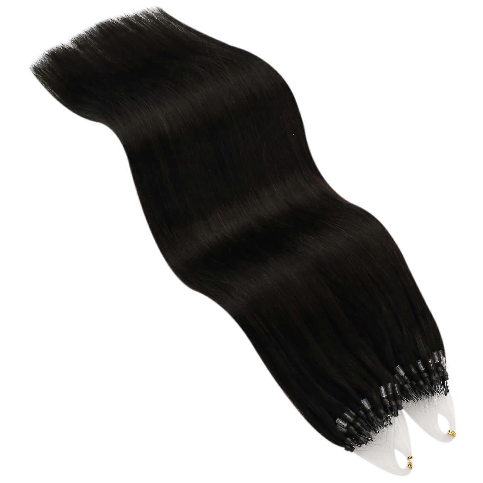 Micro Loop Human Hair Extensions Dark Brown 22 Inch 50 Strands Natural Texture Easy Loop Install
