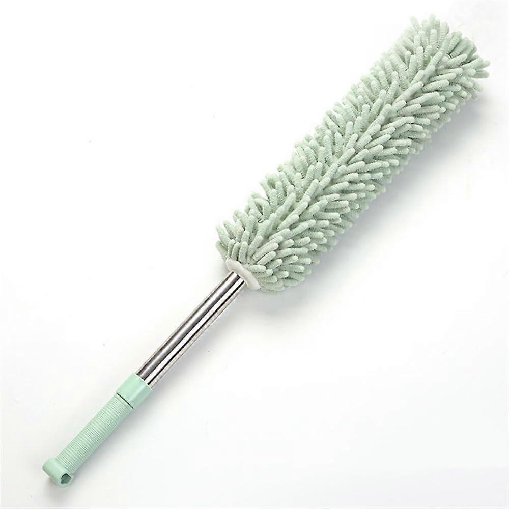 Feather Duster with Ergonomic NonSlip Grip, Retractable Lightweight Chenille Dusting Tool Light Green