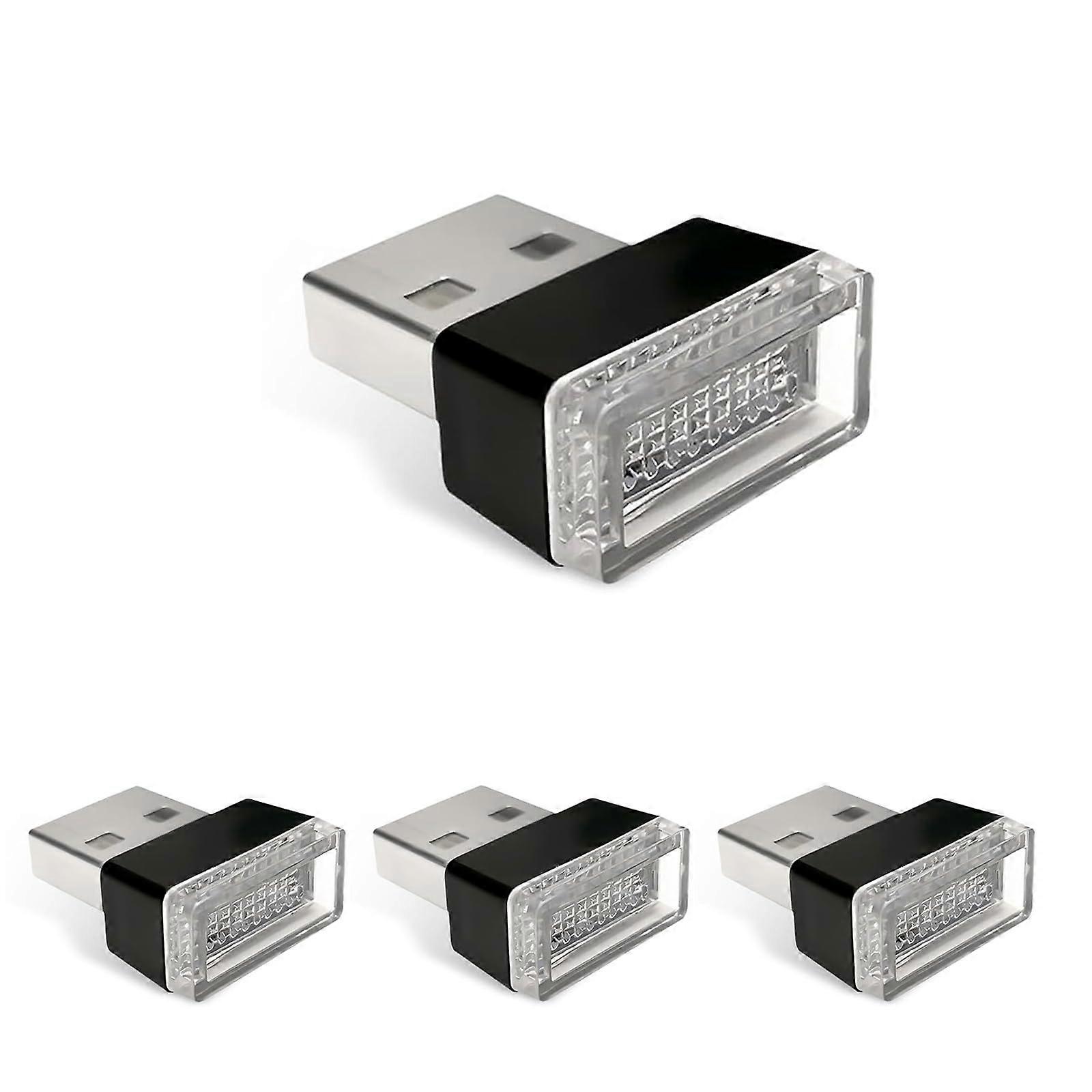 4PCS USB LED Car Interior Lights Kit, Stylish Ambient Lighting, Easy Plug Installation, Blue