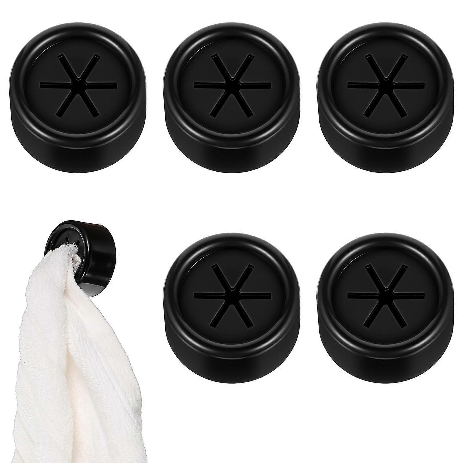 5PCS Self Adhesive Push Towel Holder Waterproof Wall Mount Hooks for Bathroom and Kitchen