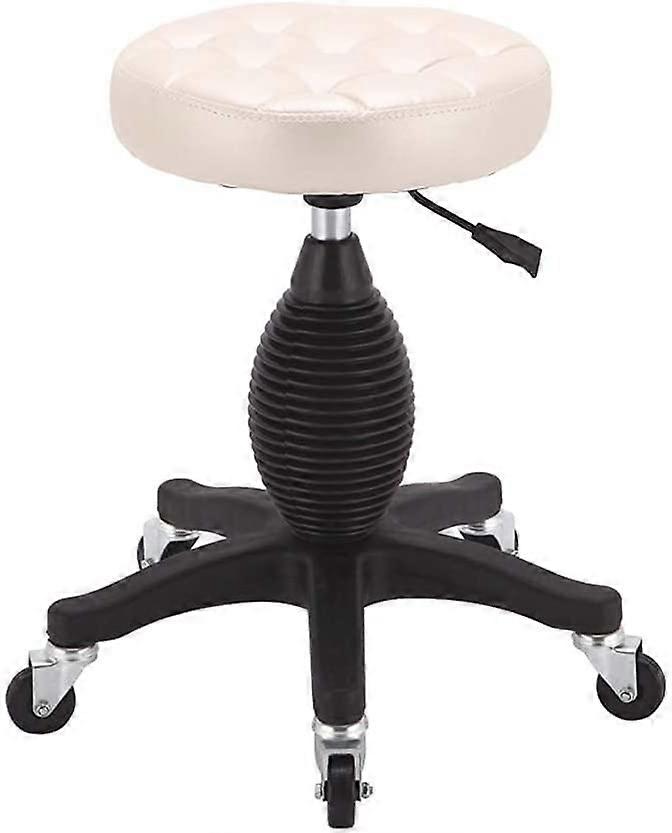 Swivel Stool Adjustable Height PU Leather Seat with Wheels for Salon or Kitchen