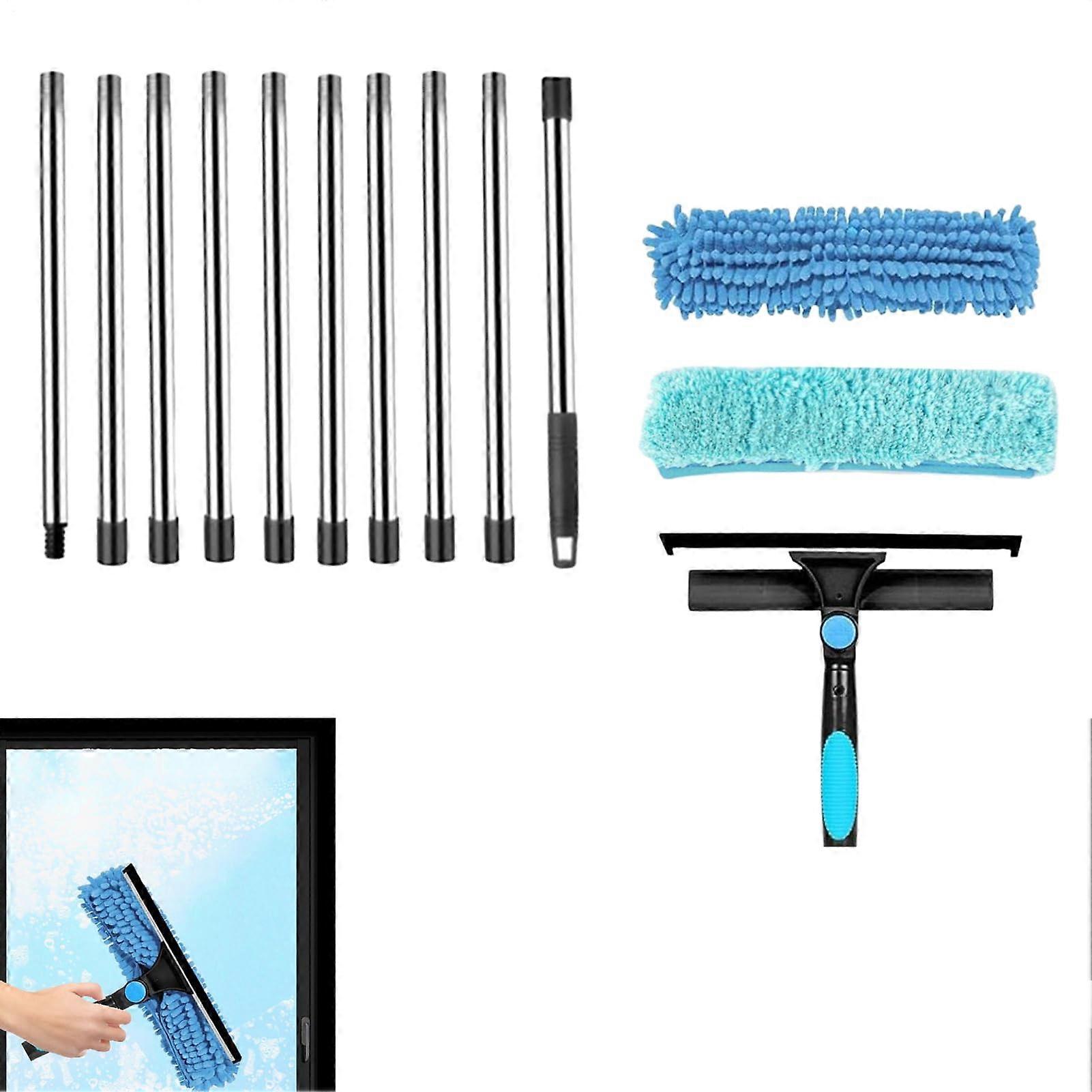 Extendable Duster with Long Handle for Ceilings and Corners, Telescopic Cobweb Cleaning Brush Set