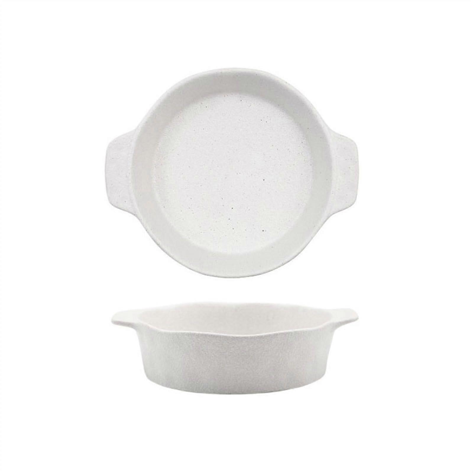 Ceramic Baking Dish with Handles, Large Capacity Oven Safe Pan for Roasting and Baking, White