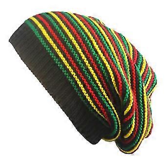 Hip Hop Slouchy Beanie Hat Jamaica Flag Rainbow Stripes Skull Cap For Men Women