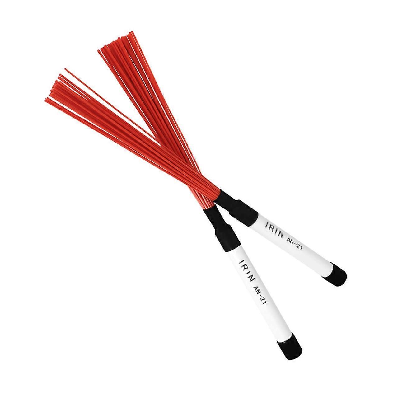 Drum Brushes with Nylon Handles for Jazz Beginners, Versatile Percussion Use, Red and White