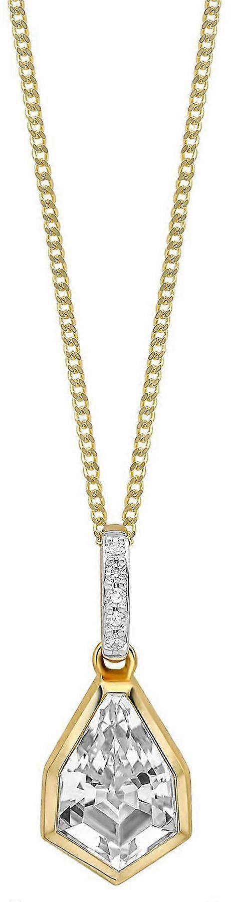 Elements Gold Shield Cut Topaz 9ct Gold Pendant - Gold/Silver