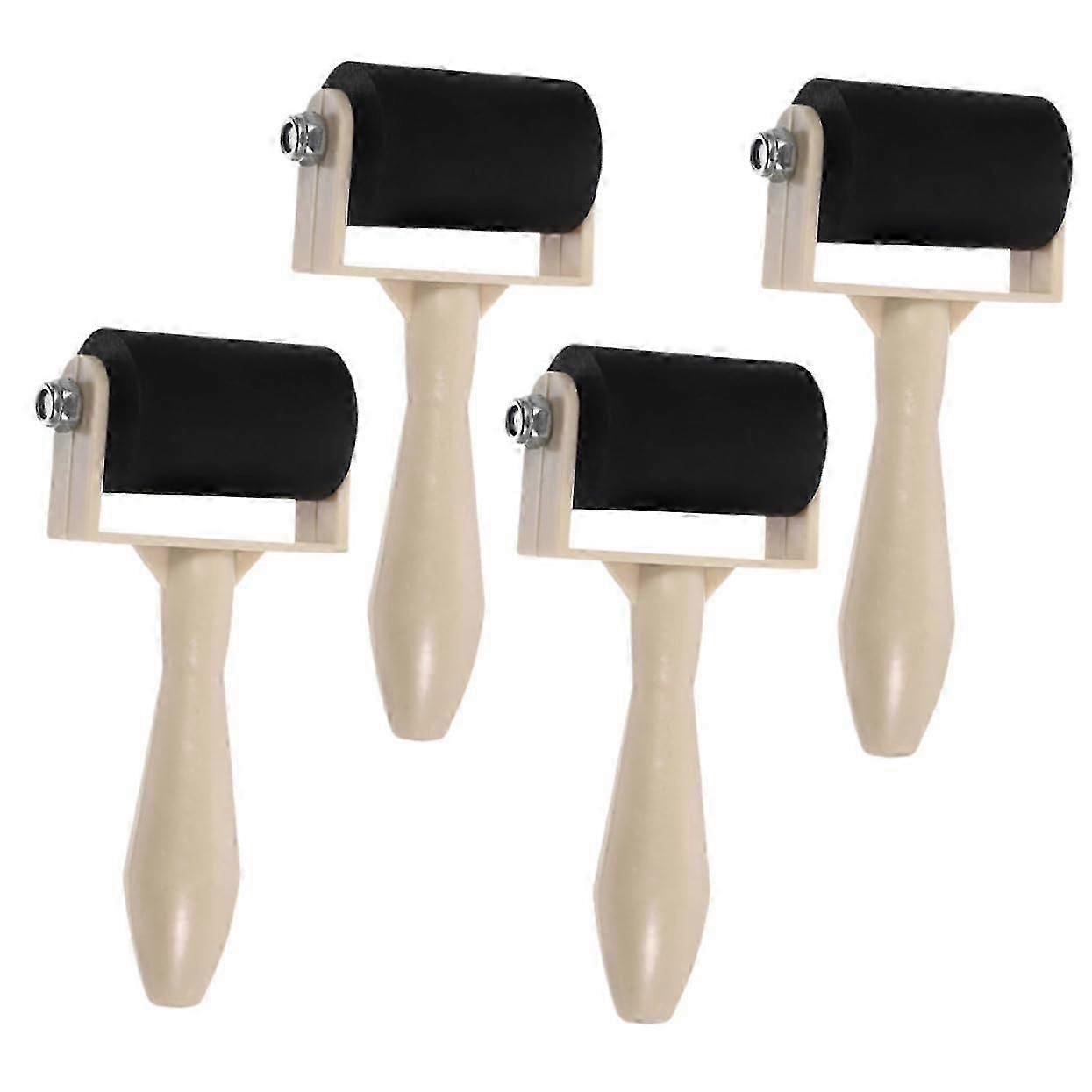 4pcs Printmaking Brayer Set Rubber Roller for Smooth Ink Application Crafting Art Tool with Comfort Grip