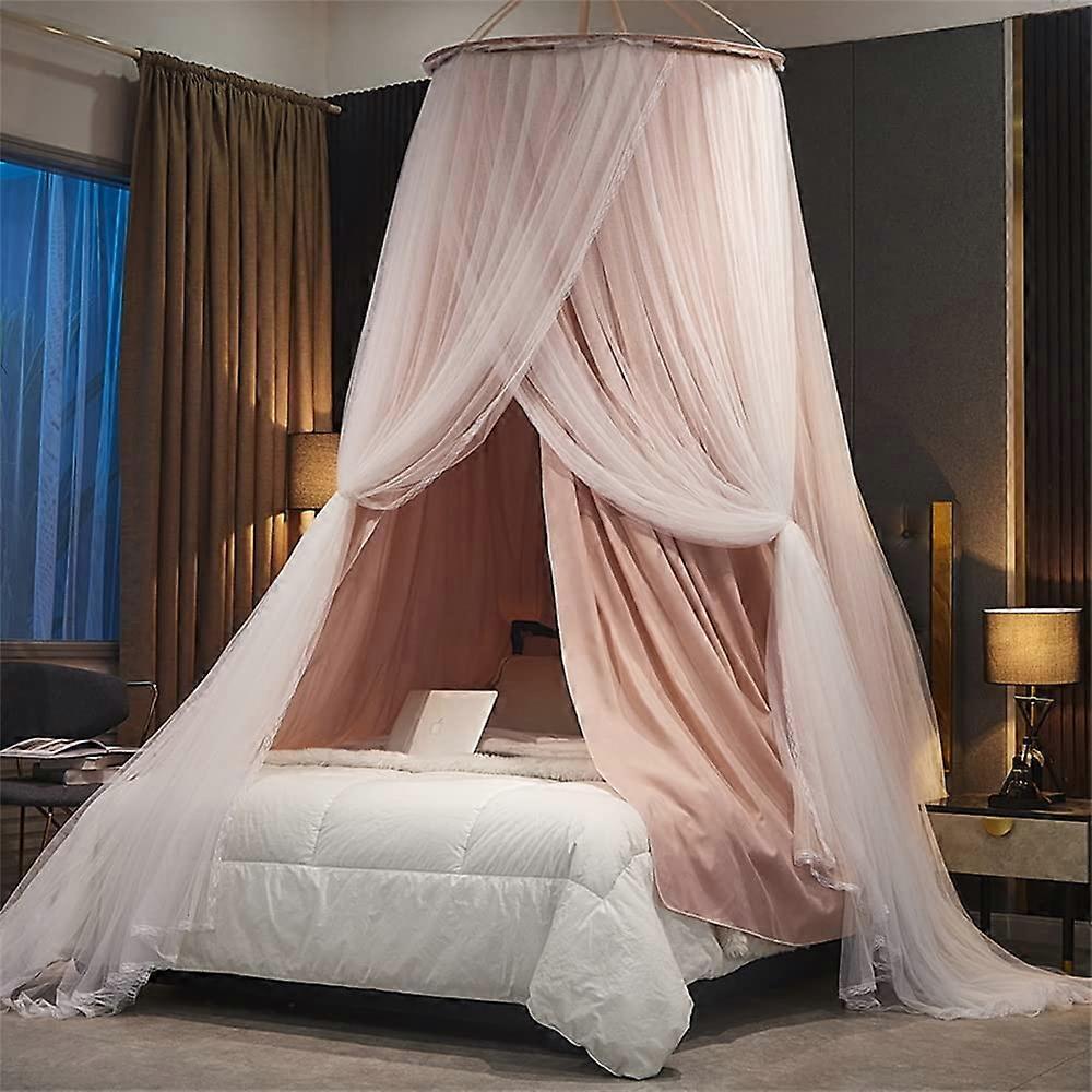 Mosquito Net for Bed Pink Large Dome Canopy 360° Coverage Easy Ceiling Installation King Size