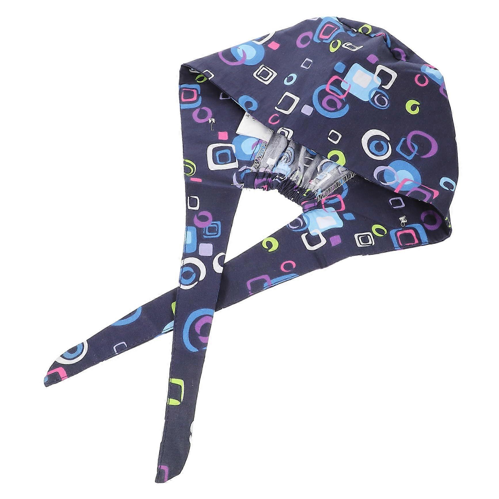 Breathable Cotton Nurse Cap with Adjustable LaceUp Scrub Hat and Creative Printed Design