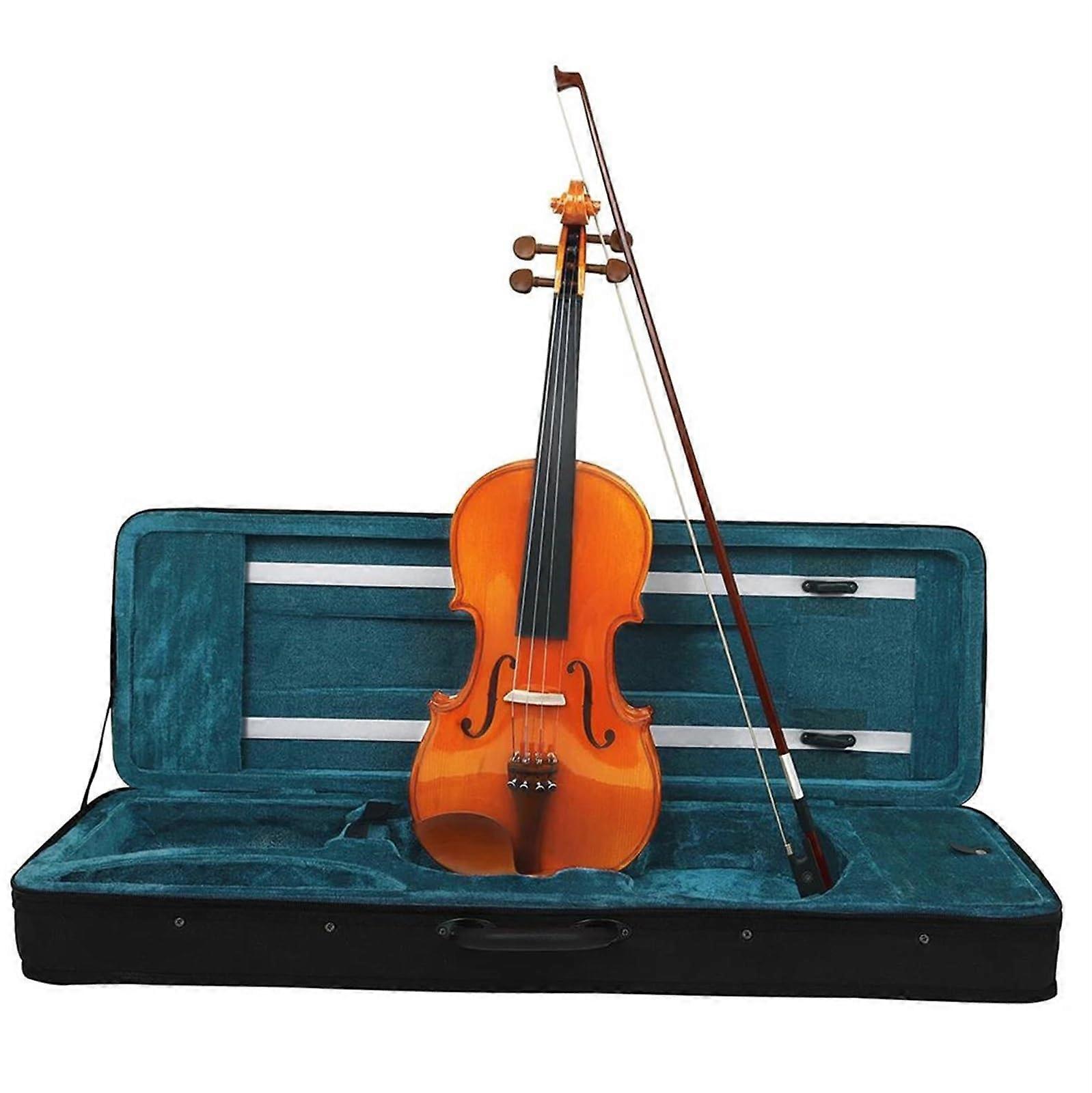 4/4 Beginner Violin Full Size Solid Wood Handcarved with Case Bow and Bright Clear Sound