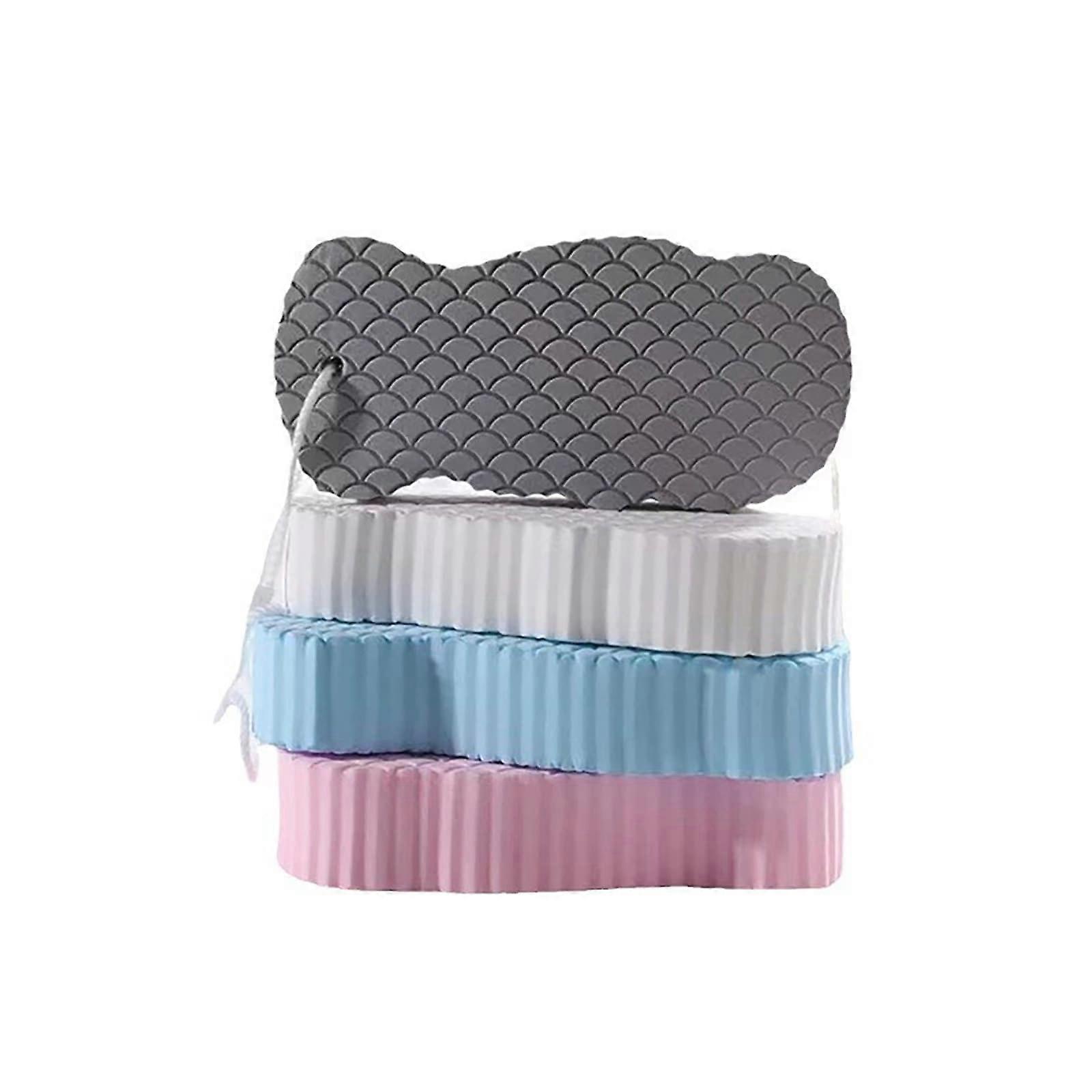 Exfoliating Body Sponge 4pcs 3D Soft Deep Cleansing Bath Scrubber with QuickDry Hanging Loop