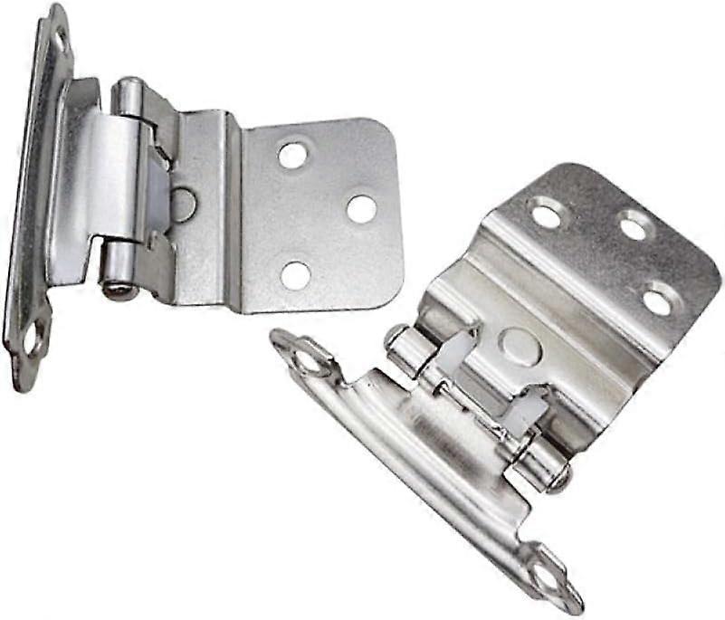 10Pcs White Nickel Cabinet Hinges, Spring Loaded Self Closing Multi Folding Design