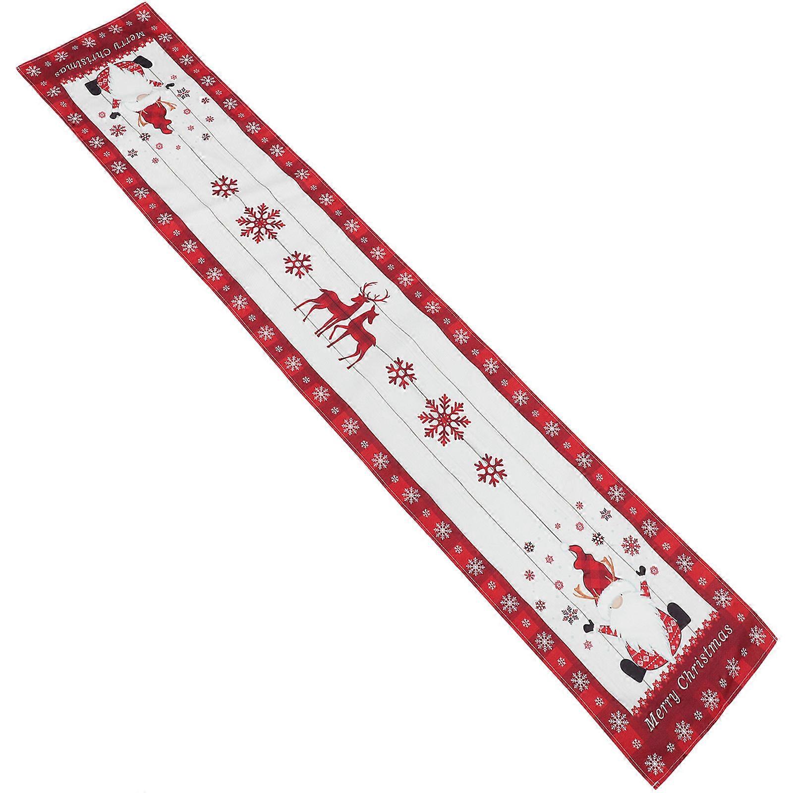 3Pcs Xmas Table Runner Cotton Linen Rectangular Festive Style Tablecloth For Christmas Party Dining Table