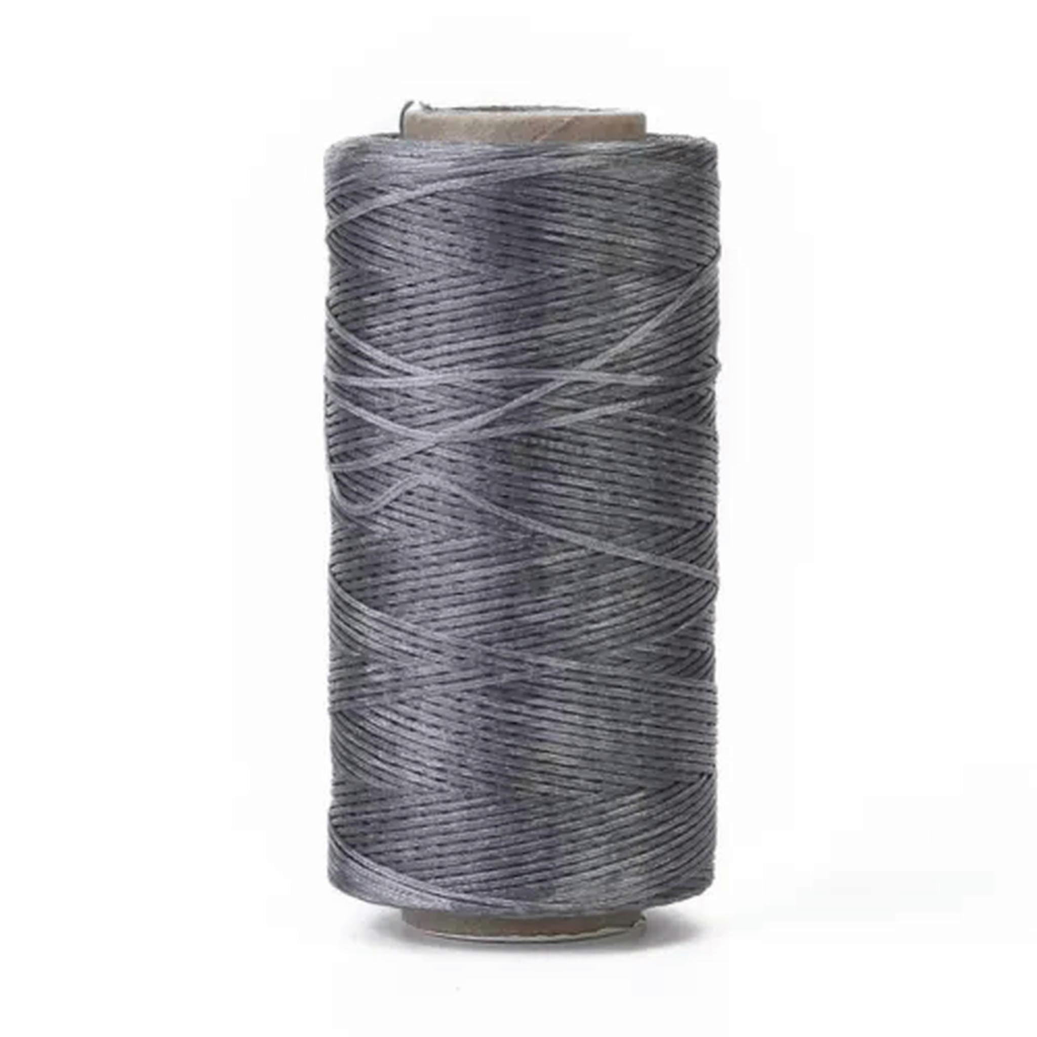3 Roll 0.8mm Flat Waxed Polyester Micro Macrame Cord Waxed Sewing Threads String-Gray