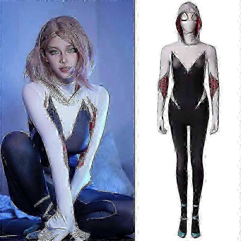 Spider*man Costume Adult Superhero Spider Gwen Miles Morales Spider Man Cosplay Costume Bodysuit Halloween Women Costume, Happy H