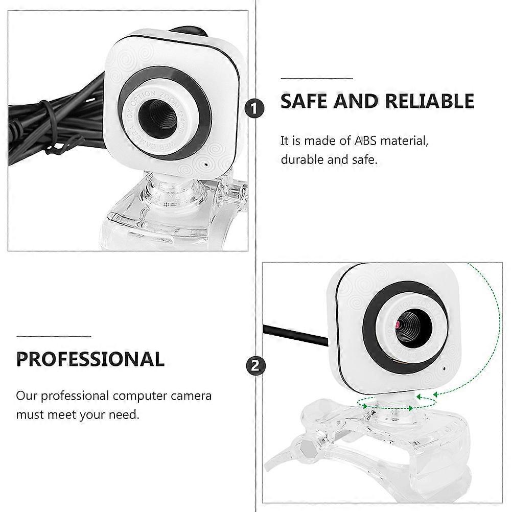 USB Computer Camera for Video Calls White Desktop Microphone Camera