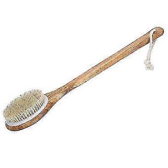Dry Rush -Natural Boar Bristles Shower Back Scrubber With Long Handle