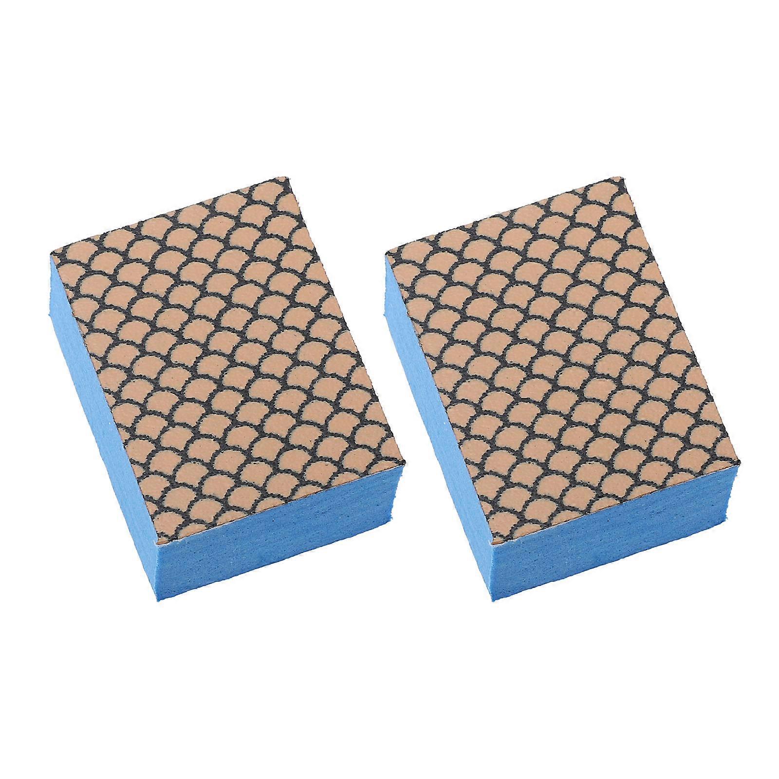 Kitchen Cleaning Brush Emery Sponge for Cleaning Use 2Pcs Blue Compact
