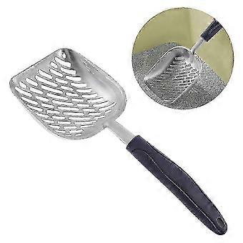 Long Handle Metal Litter Scoop compatible with Cats and Dogs, Durable Pet Waste Shovel with Ergonomic Grip (Blue)